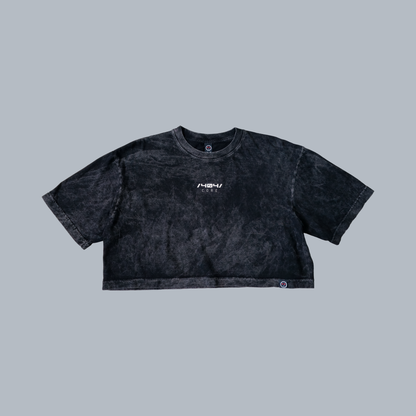Crop Top Acid Wash Core Negro
