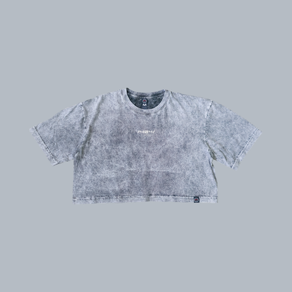 Crop Top Acid Wash Core Gris