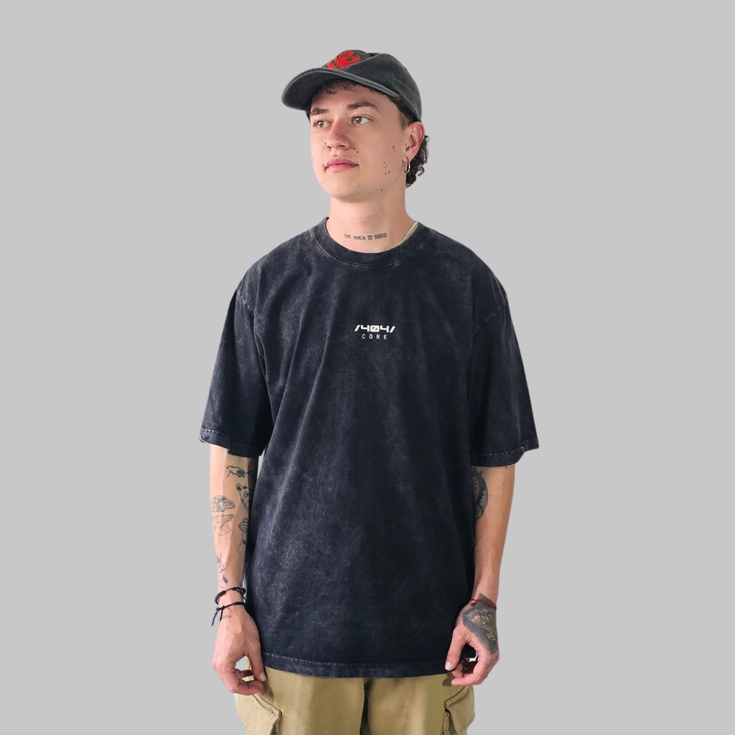 Camiseta Oversize Acid Wash Core Negro