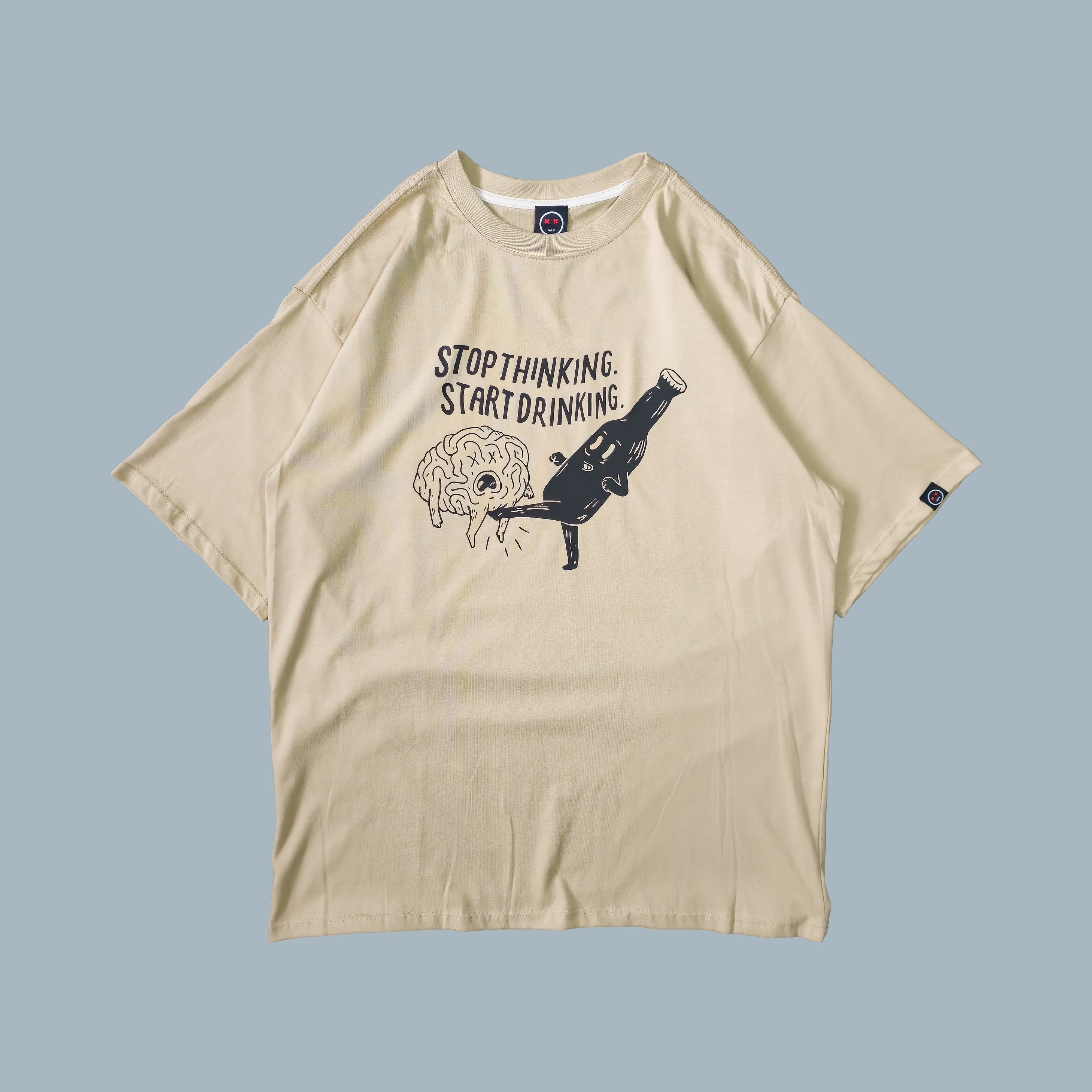 Camiseta Oversize - Stop Thinking, Start Drinking